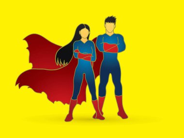 Superhero Man and Woman standing arms across the chest vector Superhero Man and Woman standing arms across the chest vector