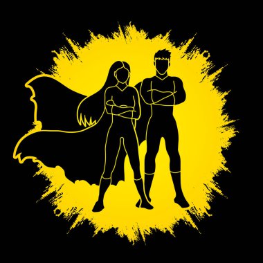 Superhero Man and Woman standing arms across the chest vector Superhero Man and Woman standing arms across the chest vector