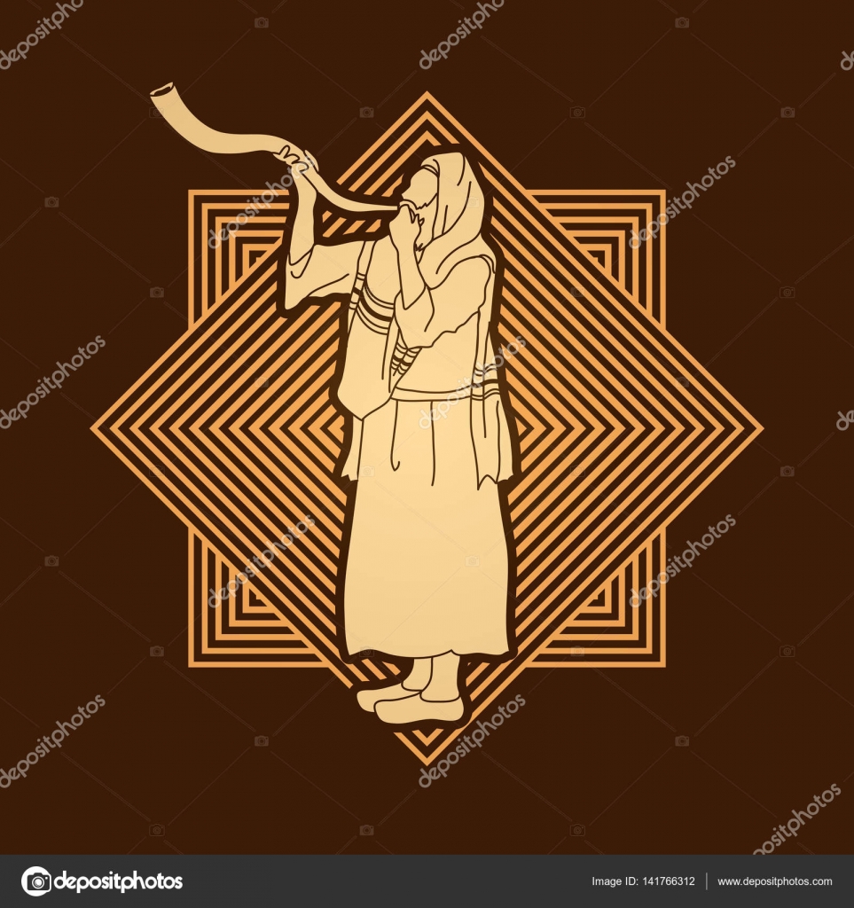Shofar blowing, Kudu shofar blower Stock Vector Image by ©sila5775