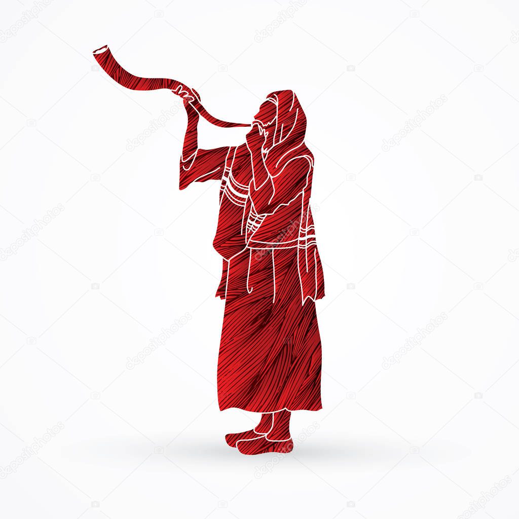 Shofar blowing, Kudu shofar blower — Stock Vector © sila5775 141766296