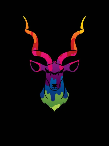 Visão frontal da cabeça Kudu —  Vetores de Stock