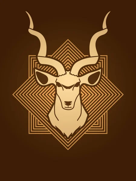 Visão frontal da cabeça Kudu —  Vetores de Stock