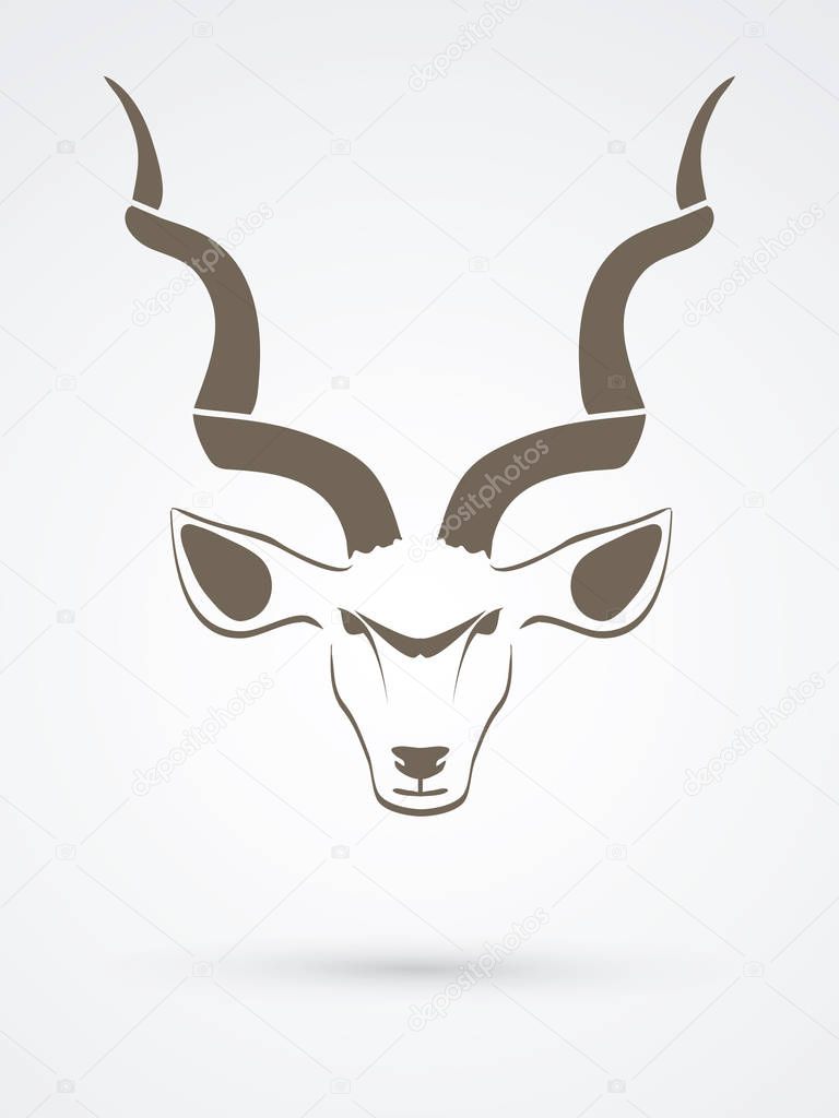 Kudu head front view graphic vector.
