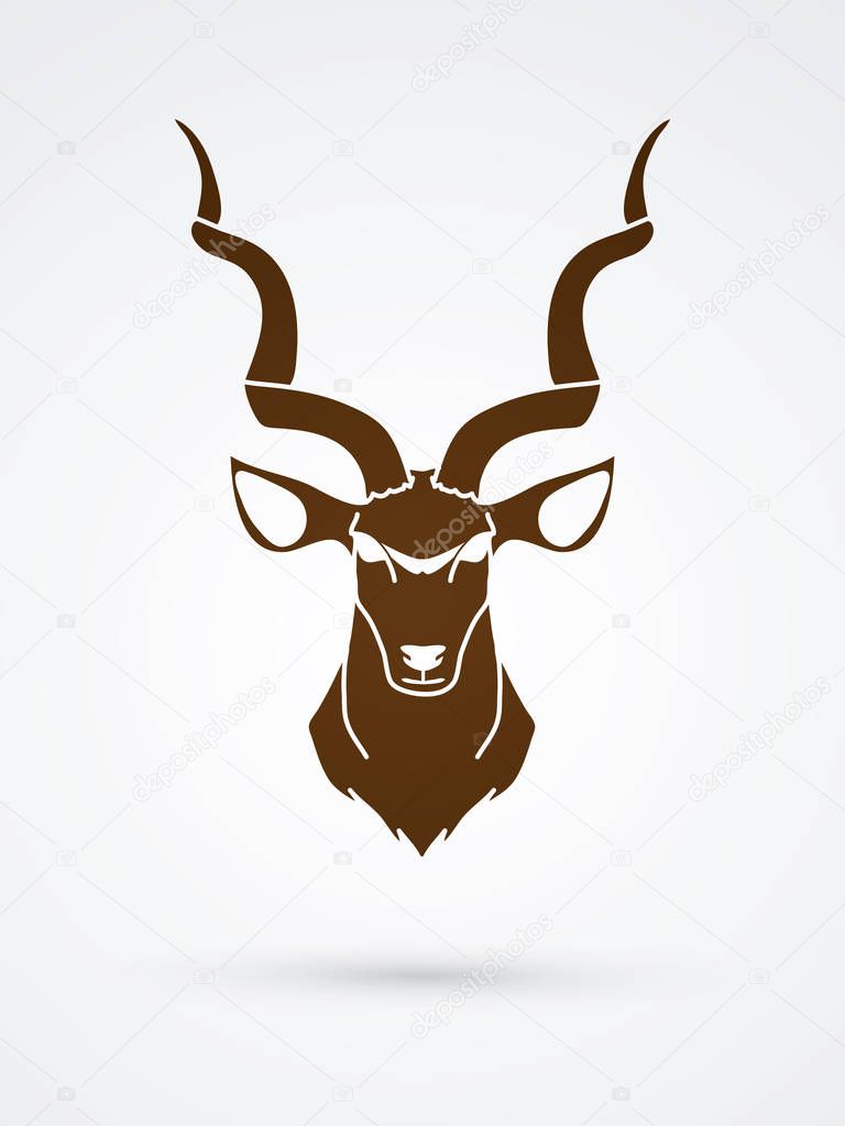 Kudu head front view graphic vector.