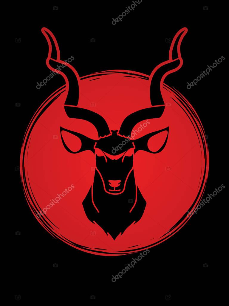 Kudu head front view graphic vector.