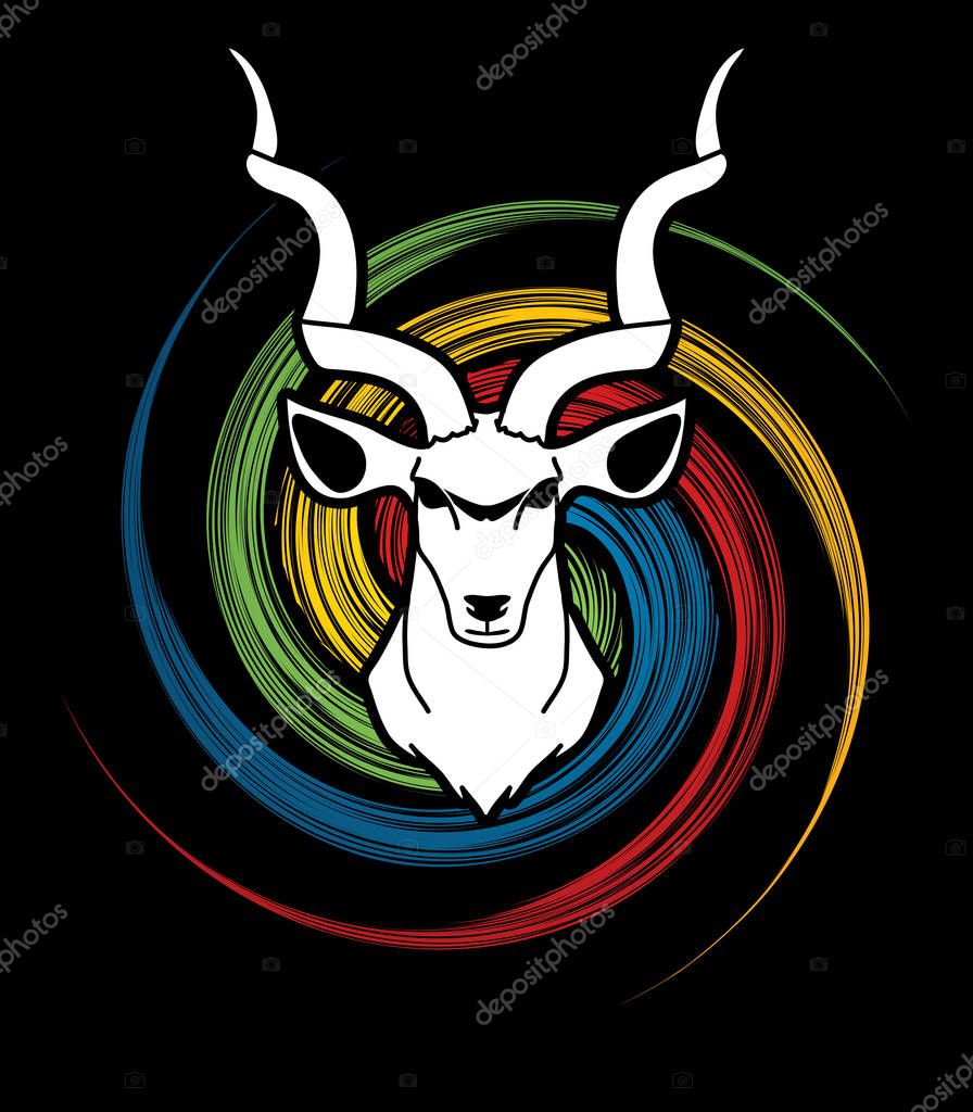 Kudu head front view graphic vector.