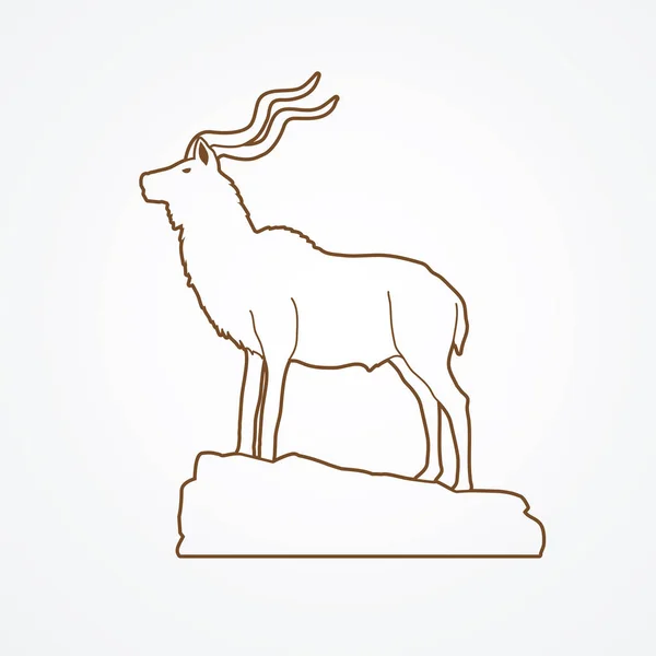 절벽에 서 있는 kudu — 스톡 벡터