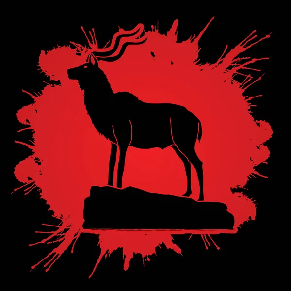 Kudu stående på klippan — Stock vektor