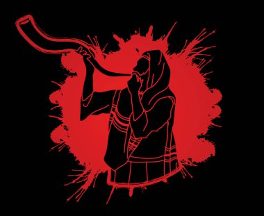 Yahudi shofar koyun kudu boynuz üfleme