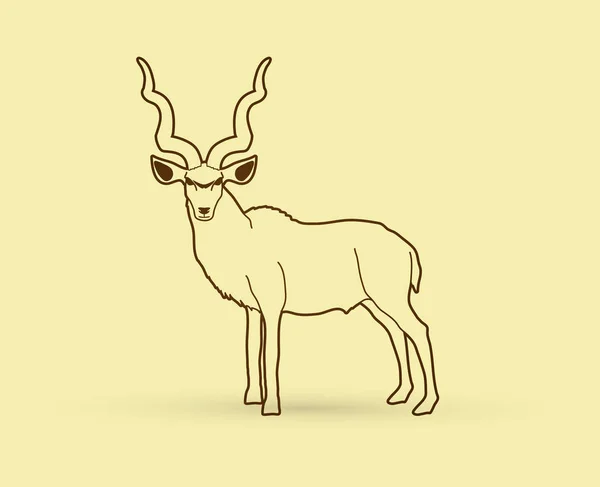 Kudu vector gráfico de pie . — Vector de stock