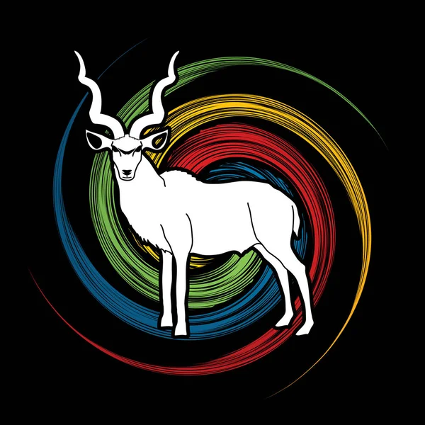 Kudu vector gráfico de pie . — Vector de stock