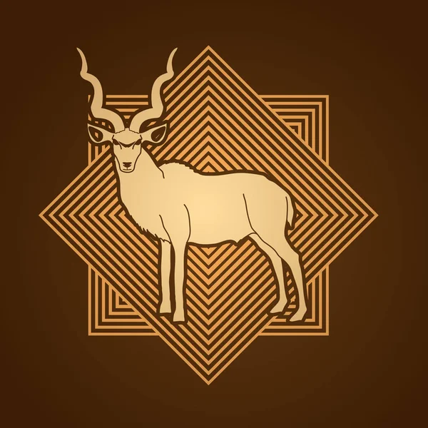 Kudu stehender grafischer Vektor. — Stockvektor