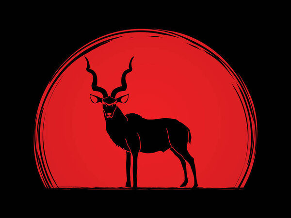 Kudu standing graphic vector.