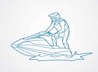 Jet ski eylem grafik vektör.