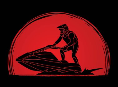 Jet ski eylem grafik vektör.