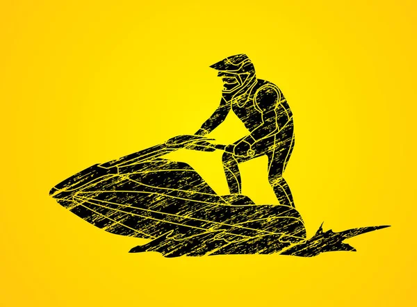 Jet ski eylem grafik vektör.