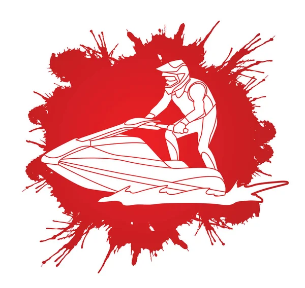 Jet ski action graphic vector. — Stock Vector