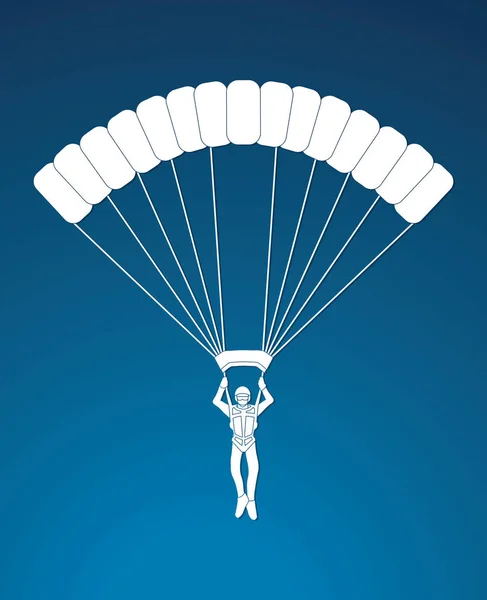 Fallschirmspringen Silhouette grafischer Vektor — Stockvektor
