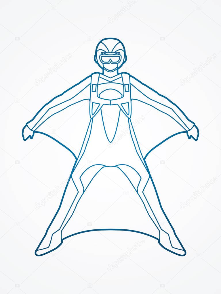 Wing suit extreme sports graphic vector
