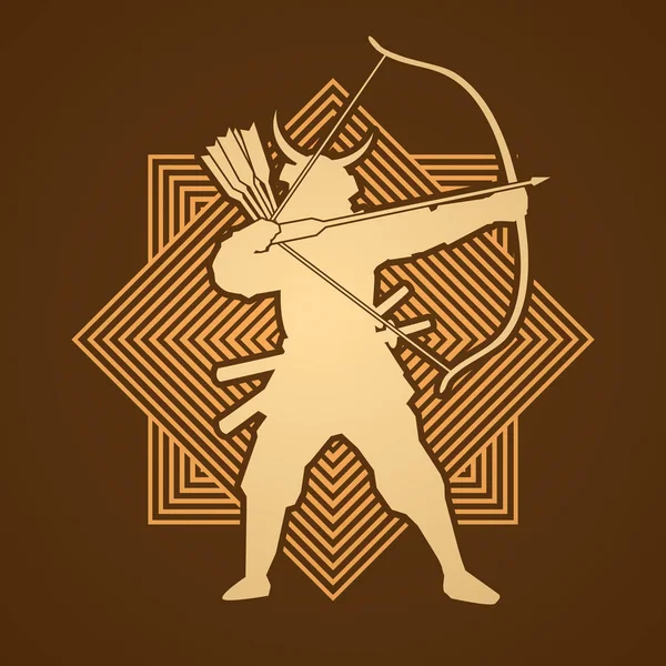 Samurai-Krieger mit Bogen — Stockvektor