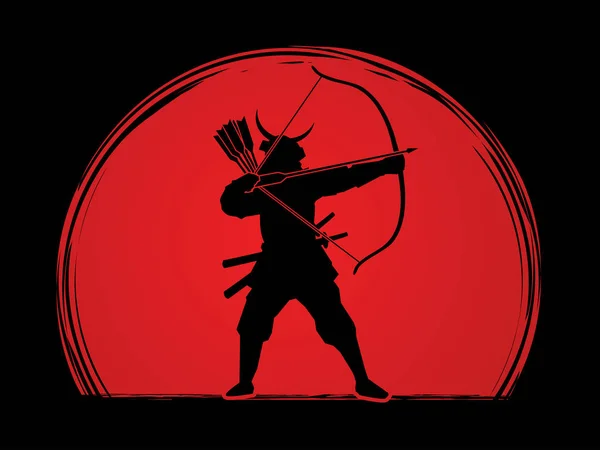 Samurai Guerriero con arco — Vettoriale Stock