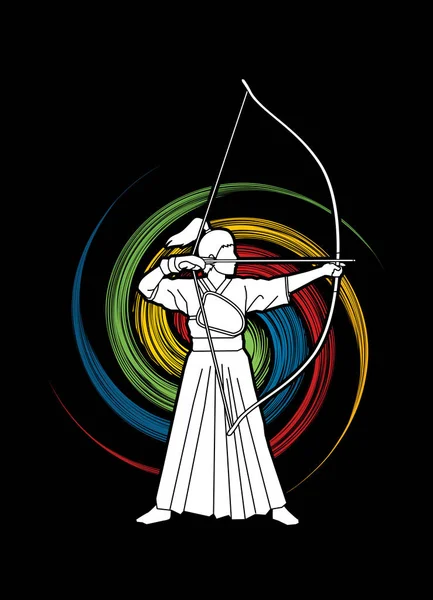 Femme courbant Kyudo — Image vectorielle