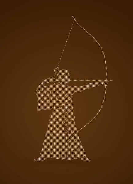 Homme inclinant Kyudo — Image vectorielle