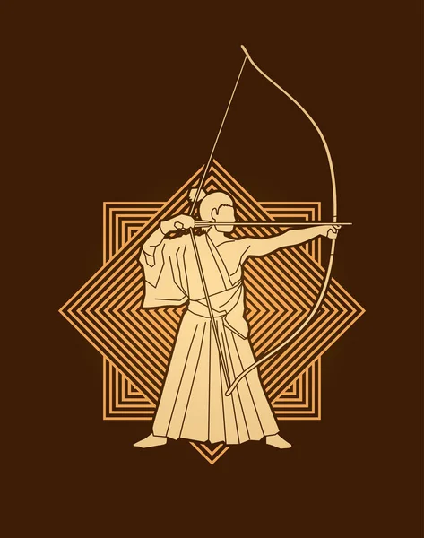 Homme inclinant Kyudo — Image vectorielle