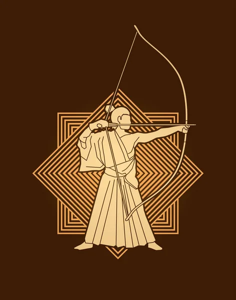 Man buigen Kyudo — Stockvector