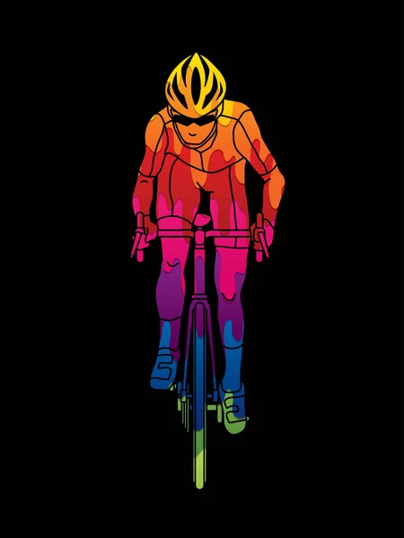 Vélo équitation vue de face vecteur graphique . — Image vectorielle