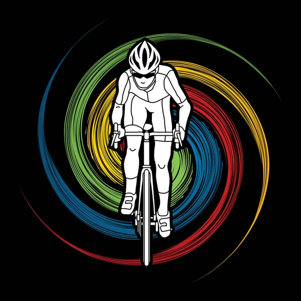 Vélo équitation vue de face vecteur graphique . — Image vectorielle