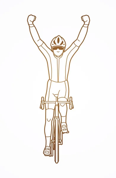 Il vincitore Bicicletta vista frontale — Vettoriale Stock
