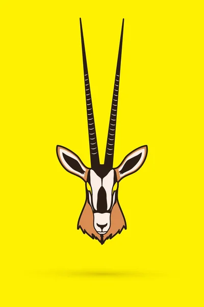 Cabeza Oryx con cuerno largo — Vector de stock