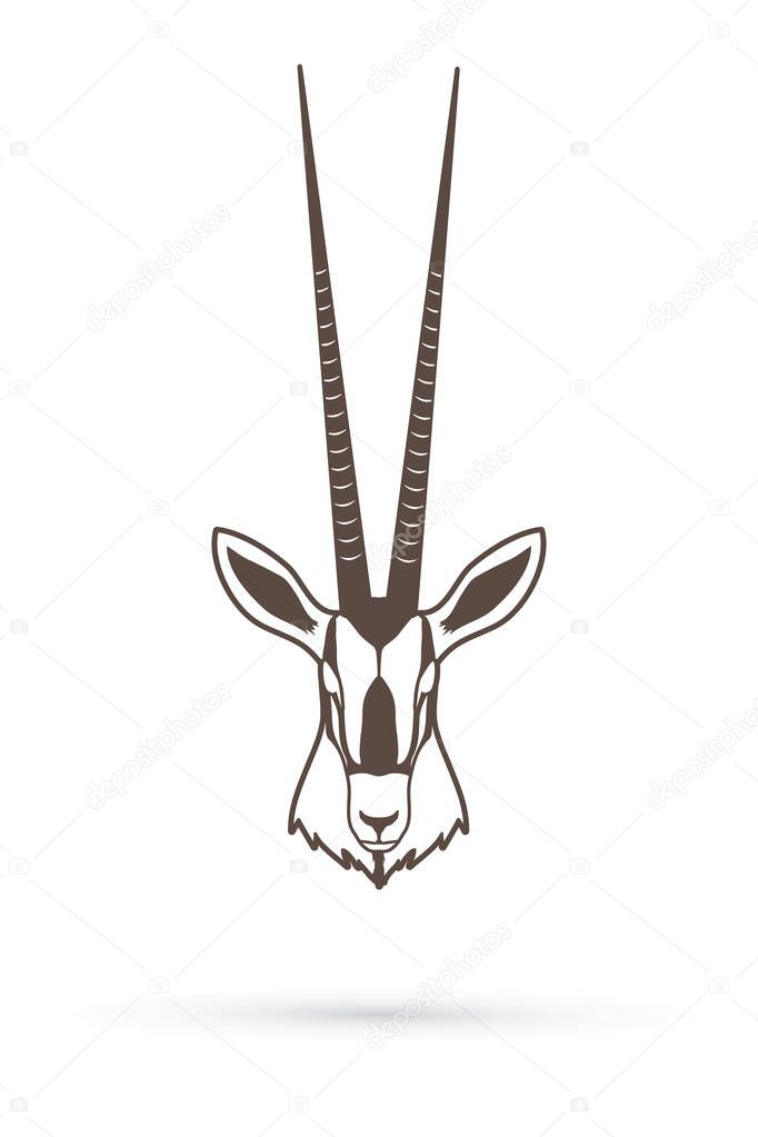 Oryx head with long horn