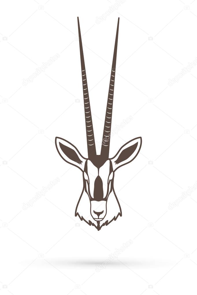 Oryx head with long horn