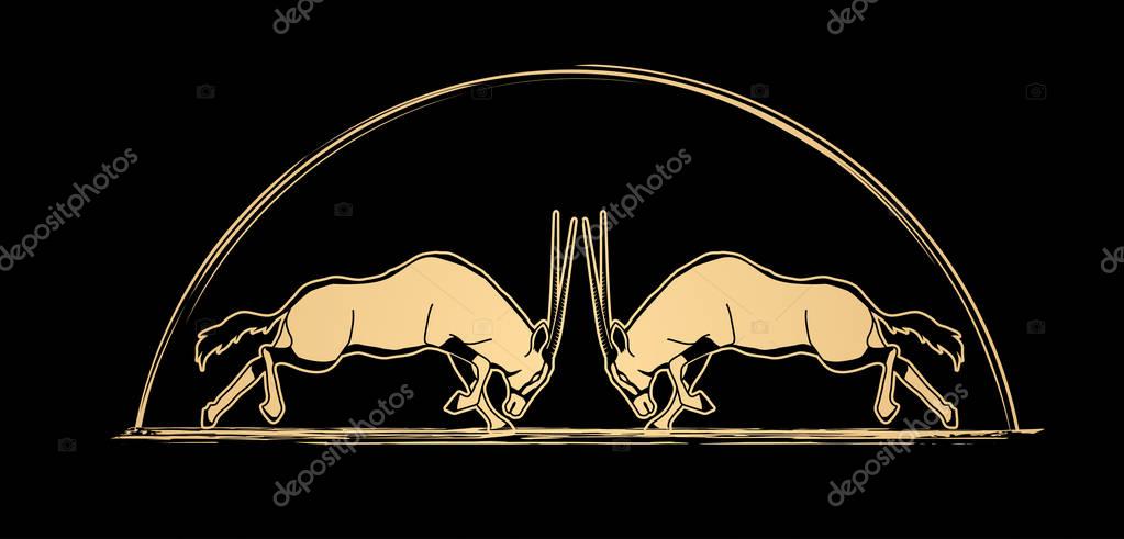 2 Oryx jumping to battle graphic vector
