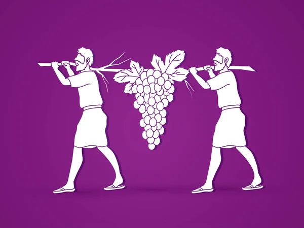Два шпиона Израиля несут виноград Ханаана — стоковый вектор