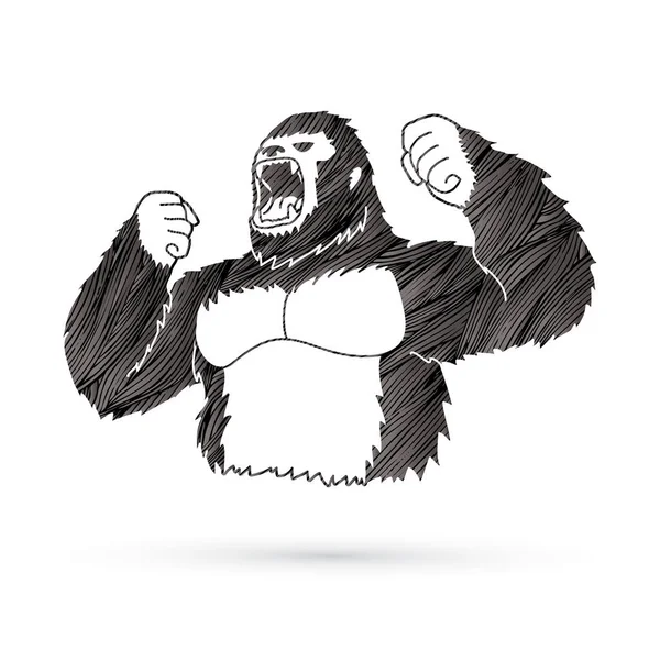 Wütender King Kong, großer Gorilla — Stockvektor