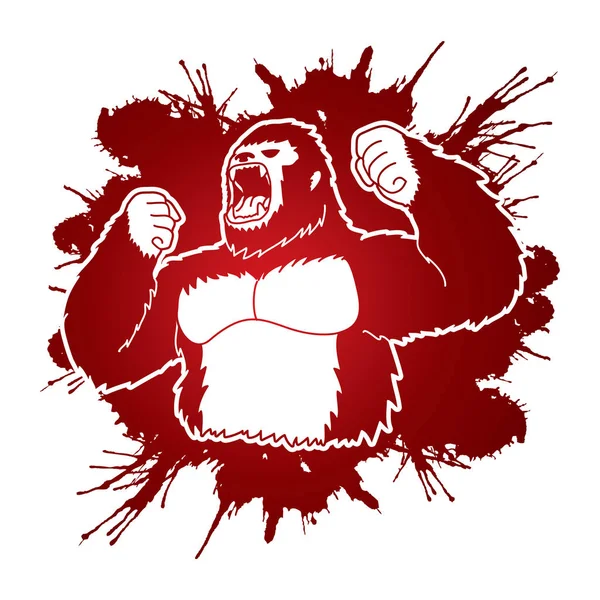 Rei furioso Kong, Grande Gorila —  Vetores de Stock