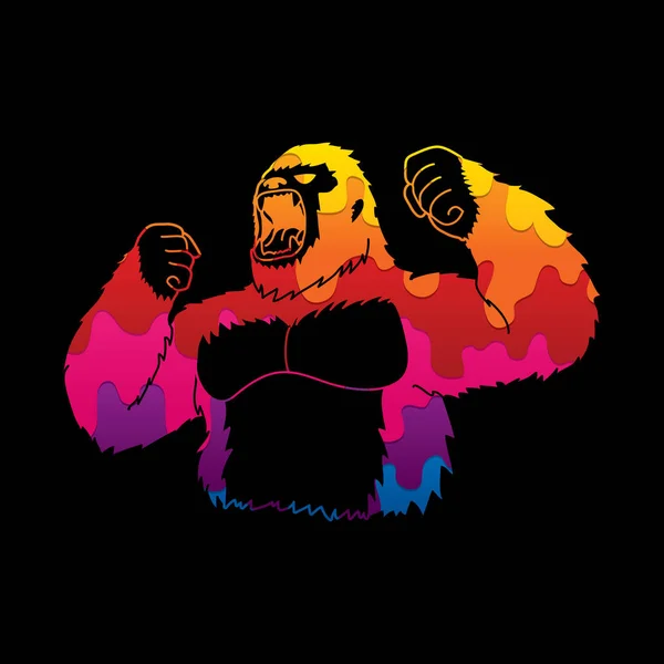 Rozzlobený King Kong, Velká gorila — Stockový vektor