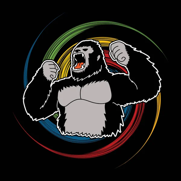 Rei furioso Kong, Grande Gorila —  Vetores de Stock