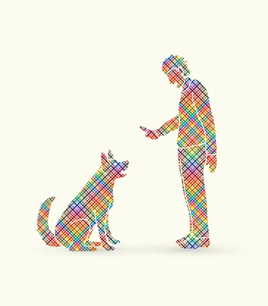 Chien d'entraînement, Un homme d'entraînement d'un chien — Image vectorielle