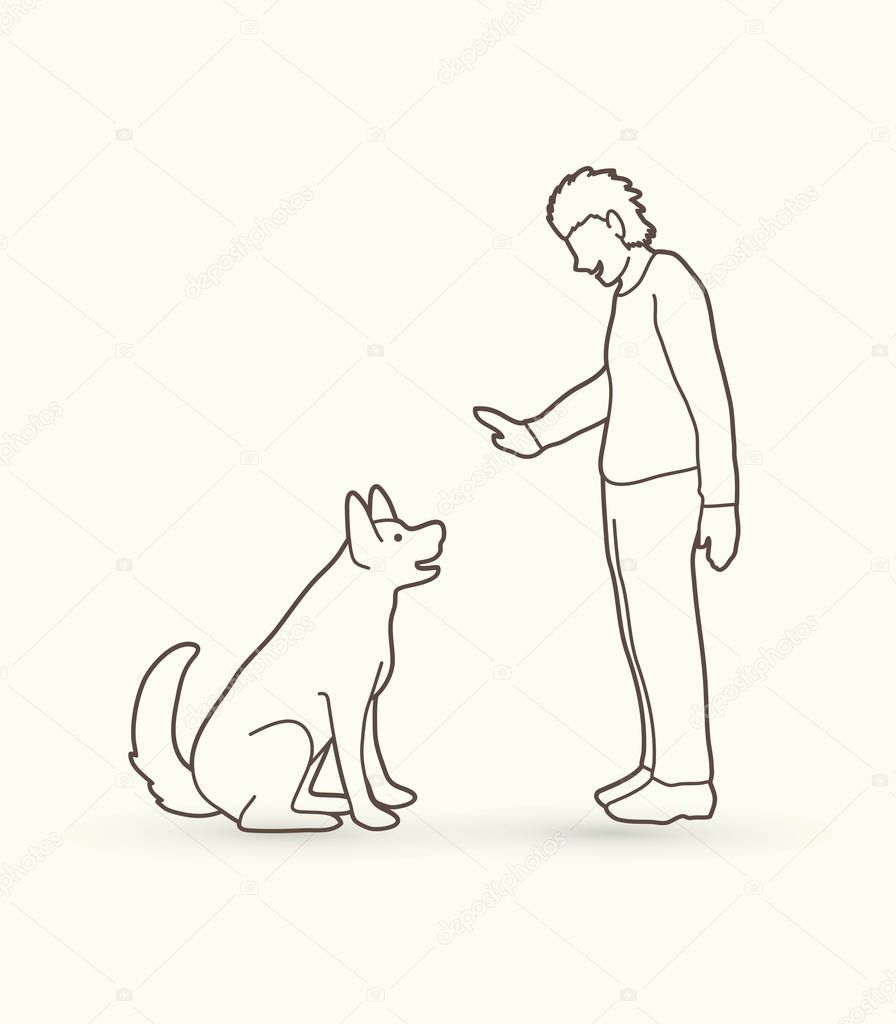 Dog training , A man training a dog 