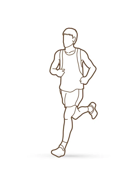 Homme de course, homme de sport sprinteur, marathon coureur vecteur graphique . — Image vectorielle