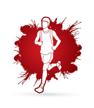 Çalışan adam, spor adamı sprinter, maraton koşucusu grafik vektör.