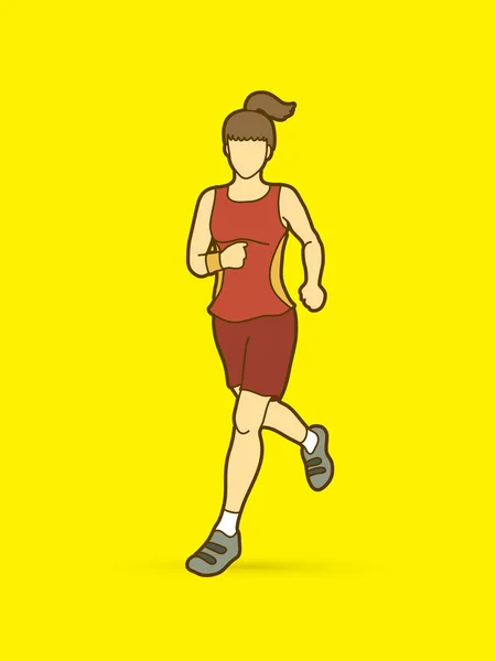 Femme de course, femme sportive sprinteuse, coureuse de marathon — Image vectorielle