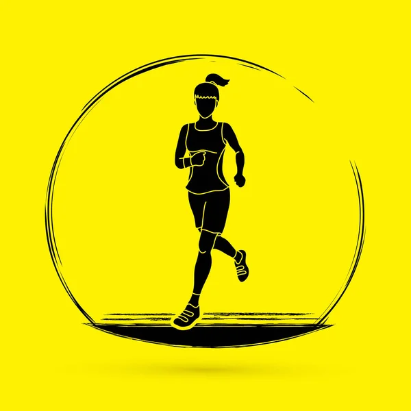 Çalışan kadın, spor kadın sprinter, maraton koşucusu — Stok Vektör