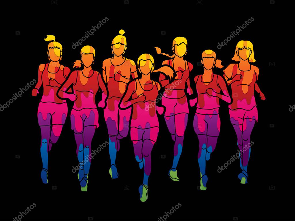 Download Women running, Marathon runners, Group of people running — Stock Vector © sila5775 #159661706