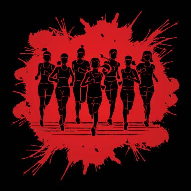 Çalışan, maraton koşucu, bir grup insan çalışan kadın 