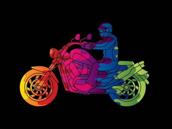 一个男人骑摩托车平面向量 — 图库矢量图片